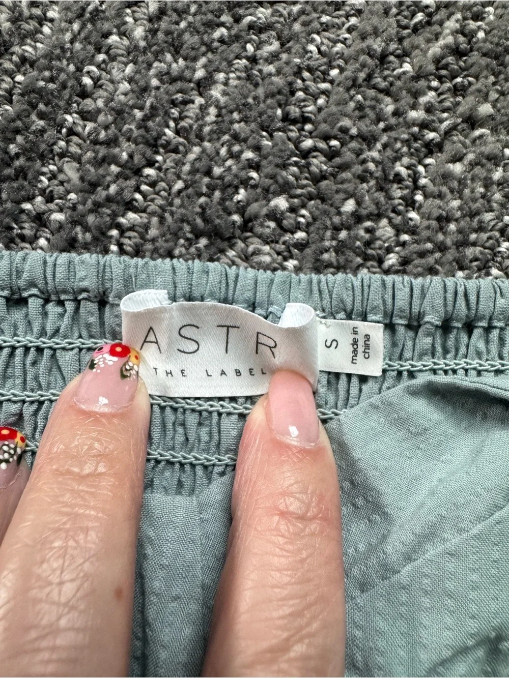Astr The Label Raya Corset Top Puff Sleeve Crop Dusty Blue Bustier Smocked Back